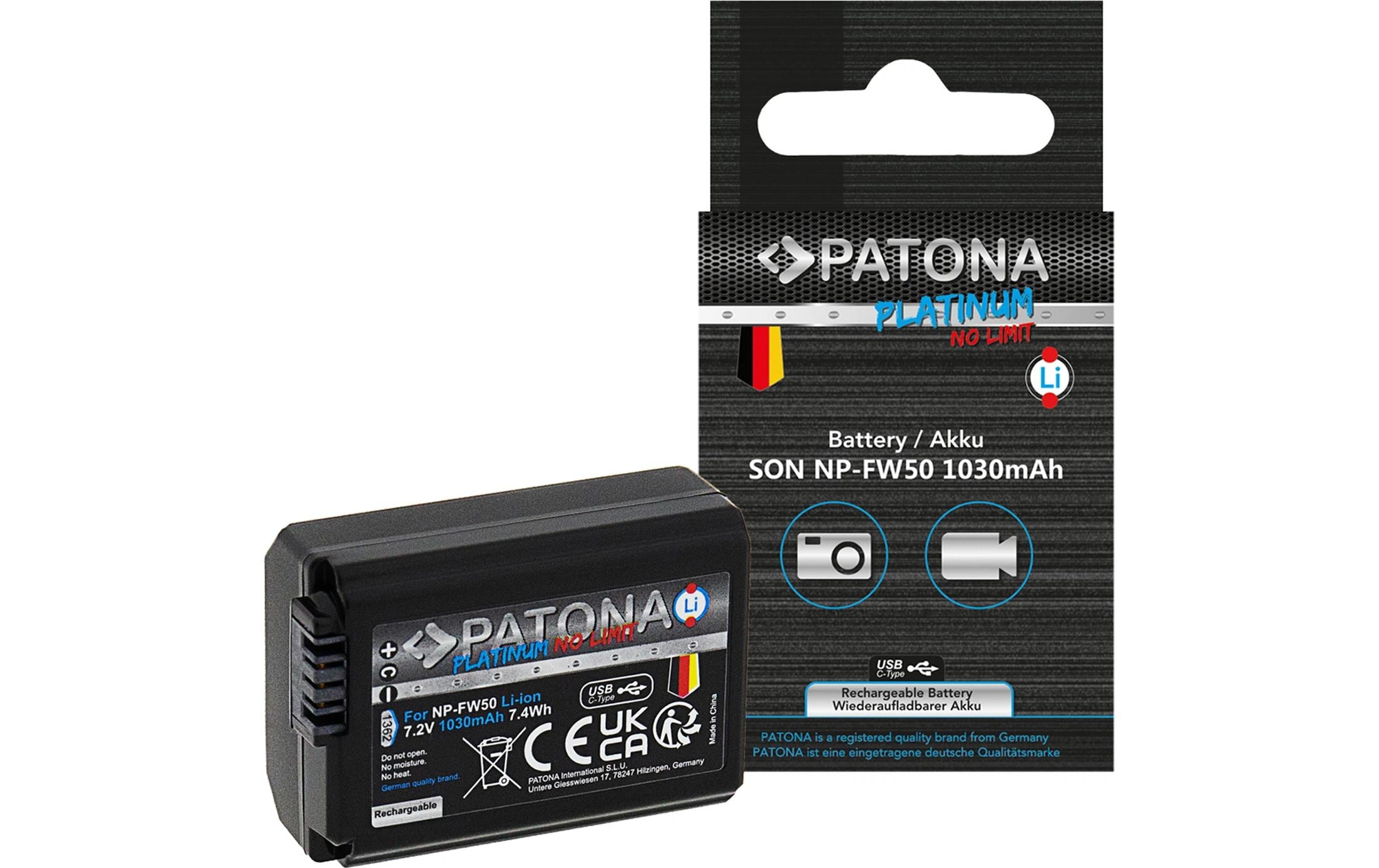 Patona Digitalkamera-Akku Platinum Akku für Sony NP-FW50 NEX.3